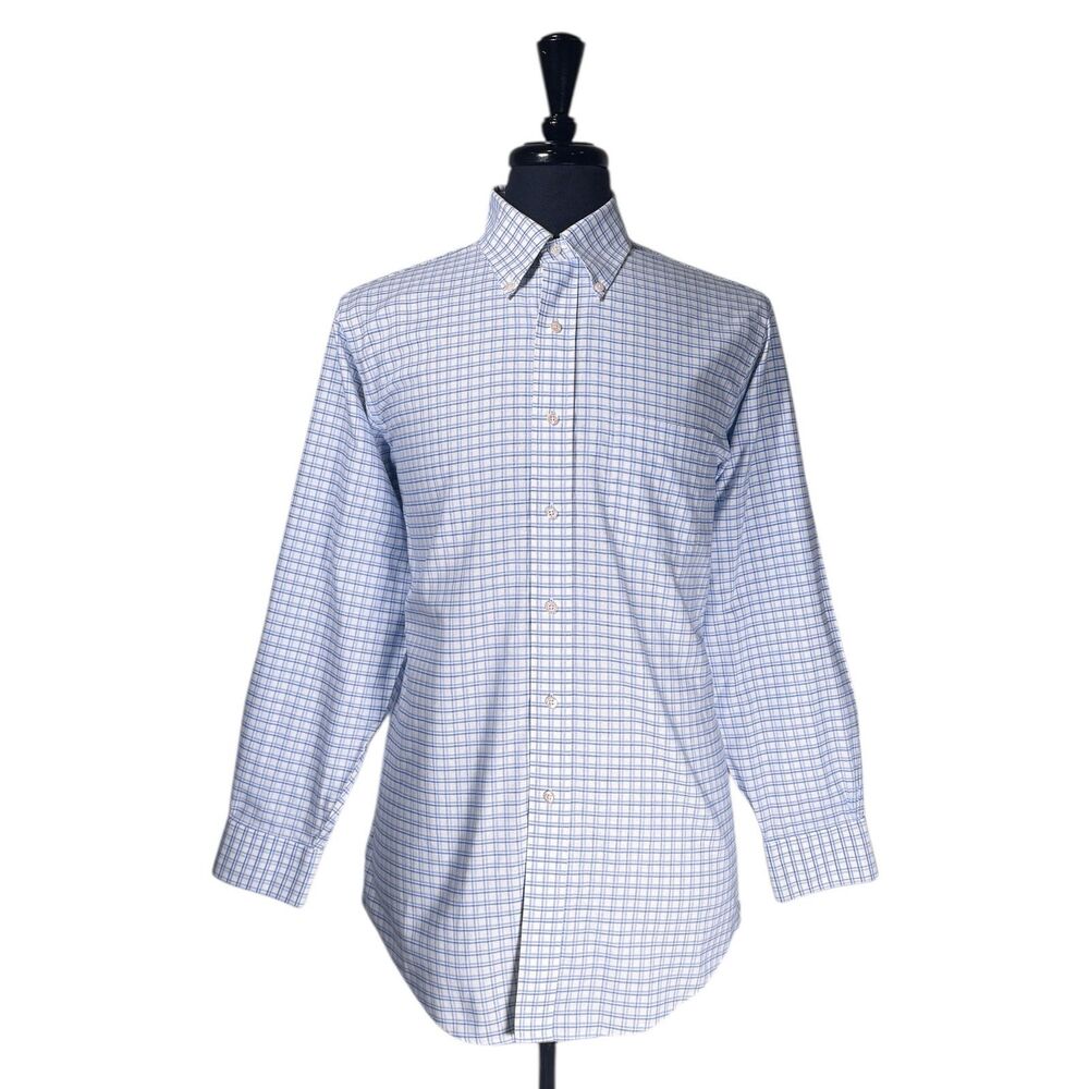 Brooks Brothers Mens 16 33 Blue White Plaid Dress Shirt Regent Fit Non Iron